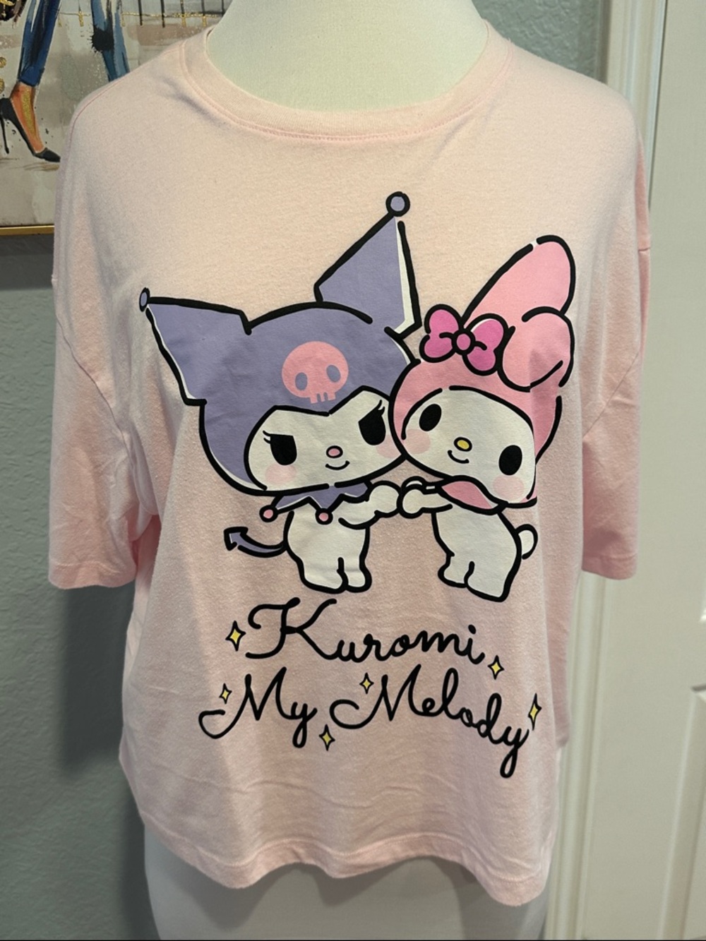 Sanrio Sz L (12/14) Pink Kuromi & My Melody Women’s Short Sleeve Tee